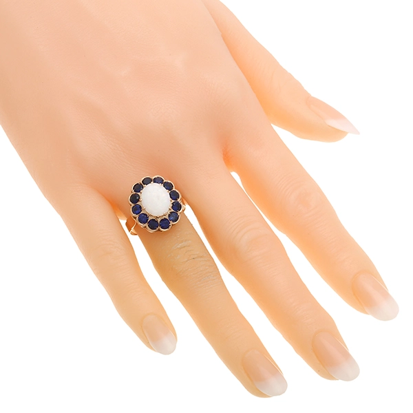 Ring, 14K, Gelbgold, Opal, synth. Saphir