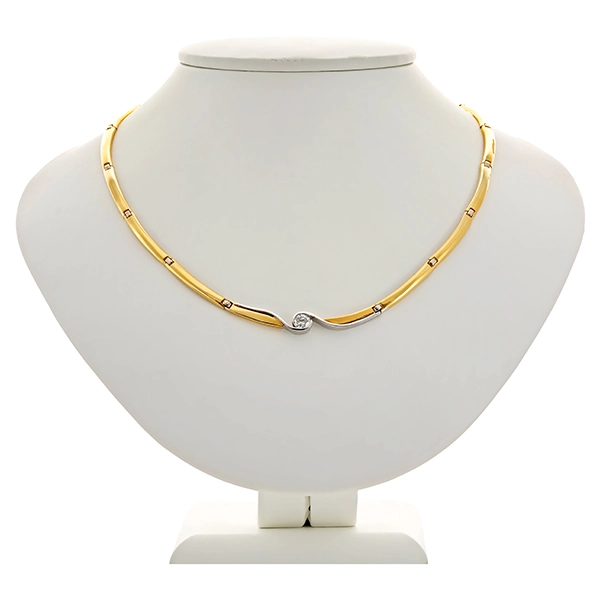 Collier, 18K, Gelb-/Weißgold, Brillant 0,50 ct