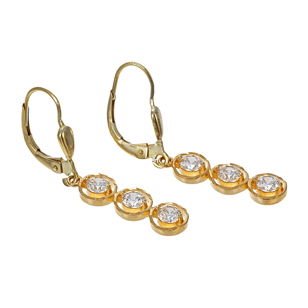 Ohrhänger, 8K, Gelbgold, Zirkonia