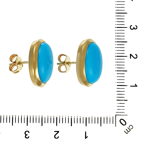 Ohrstecker, 14K, Gelbgold, Türkis rekonstruiert