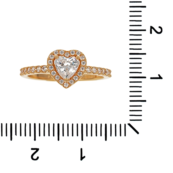 Ring, 14K, Gelbgold, Zirkonia, Herz
