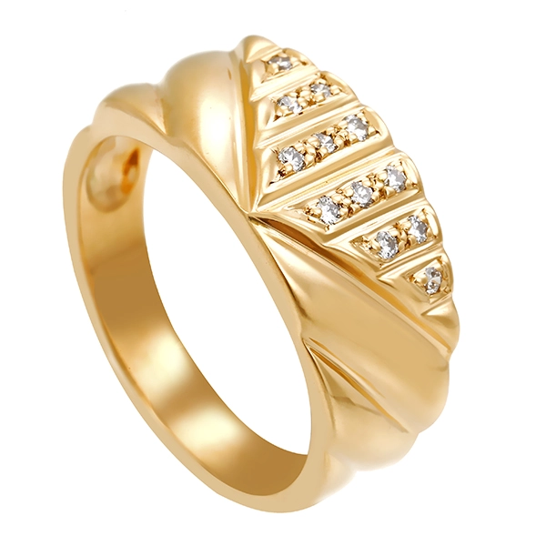 Diamantring, 14K, Gelbgold, Brillanten 0,12 ct