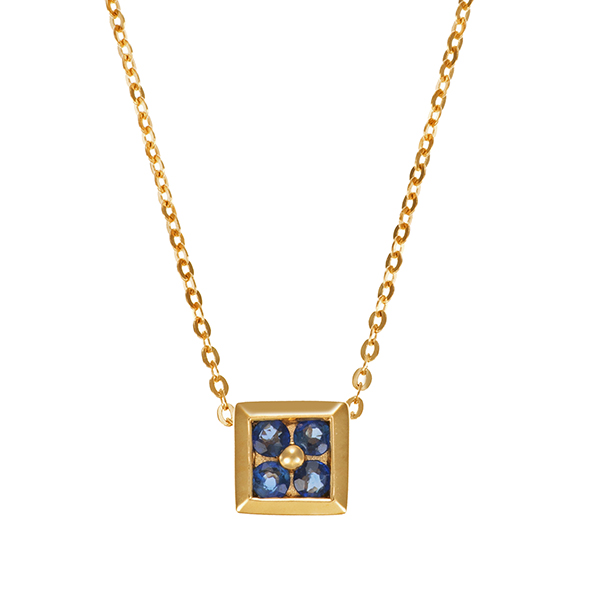 Collier, 14K, Gelbgold, Saphire