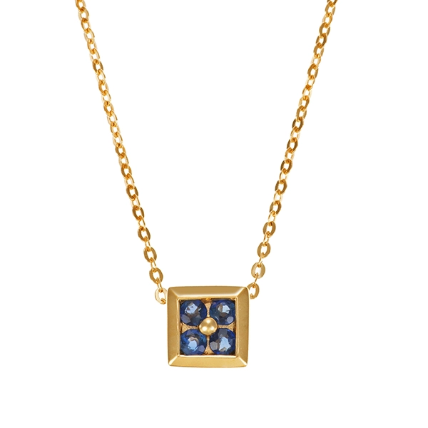 Collier, 14K, Gelbgold, Saphire