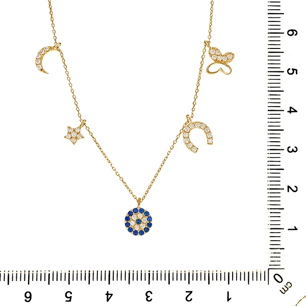 Collier, 14K, Gelbgold, Zirkonia