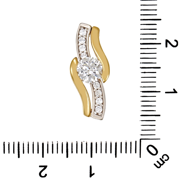 Anhänger, 14K, Gelb-/Weißgold, Zirkonia