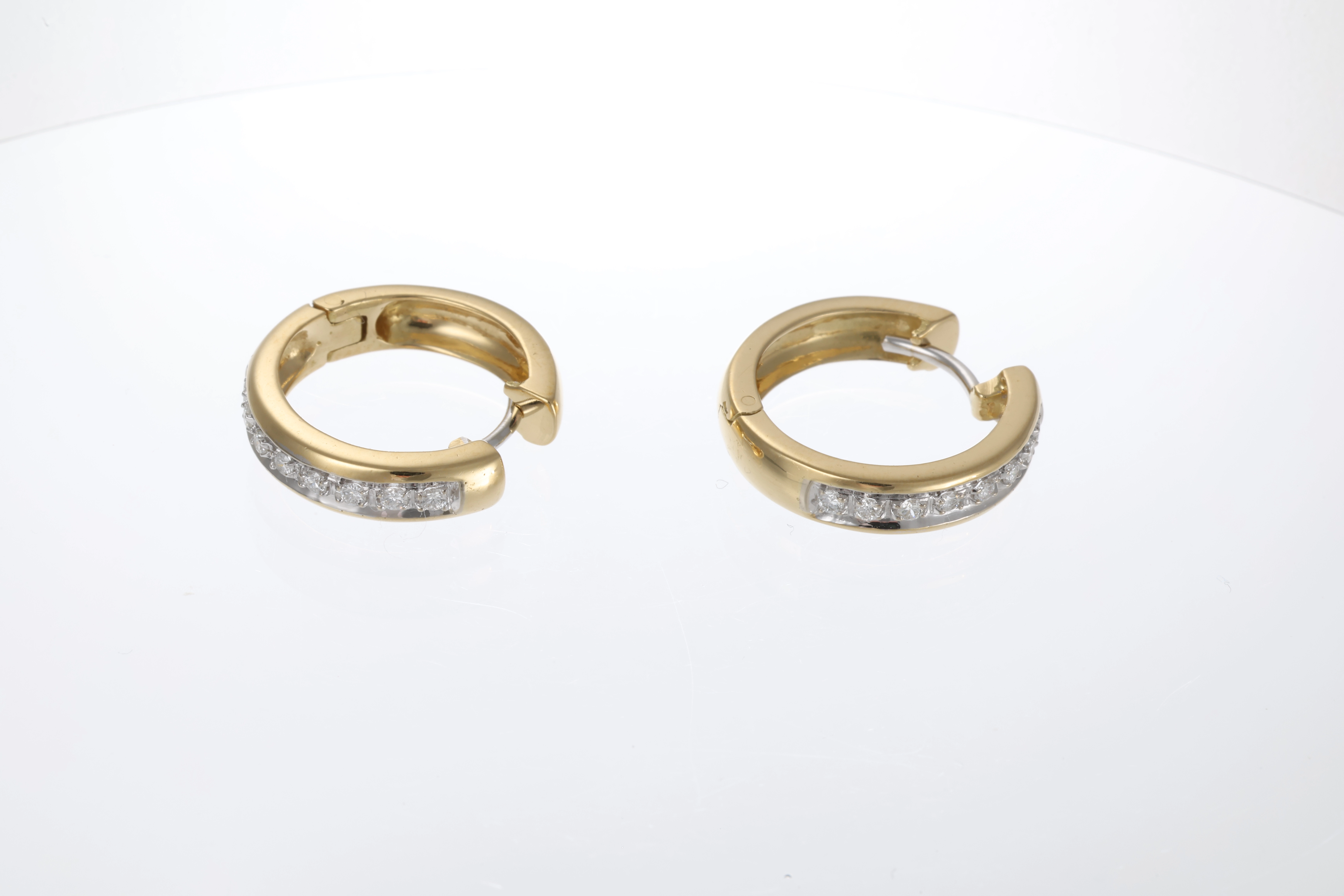 Creolen, 18K, Gelb-/Weißgold, Brillanten