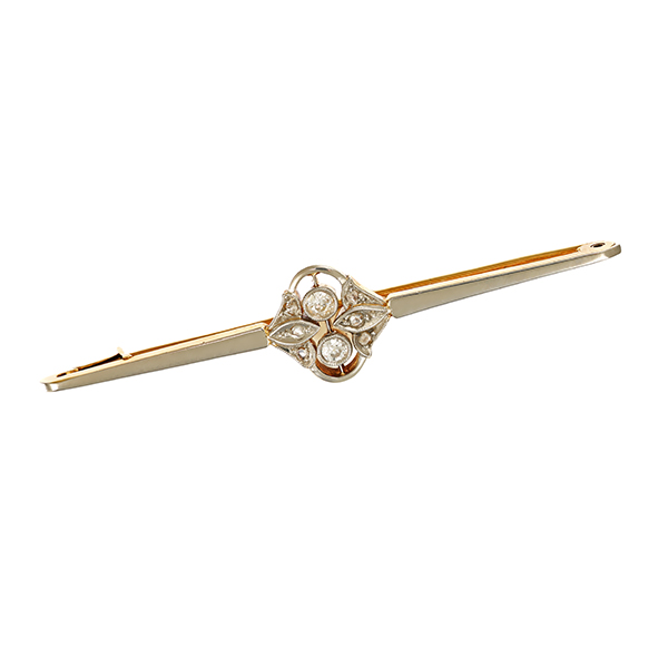 Brosche/Nadel, 14K, Platin/Gelbgold, Diamanten