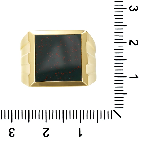 Herrenring, 14K, Gelbgold, Heliotrop