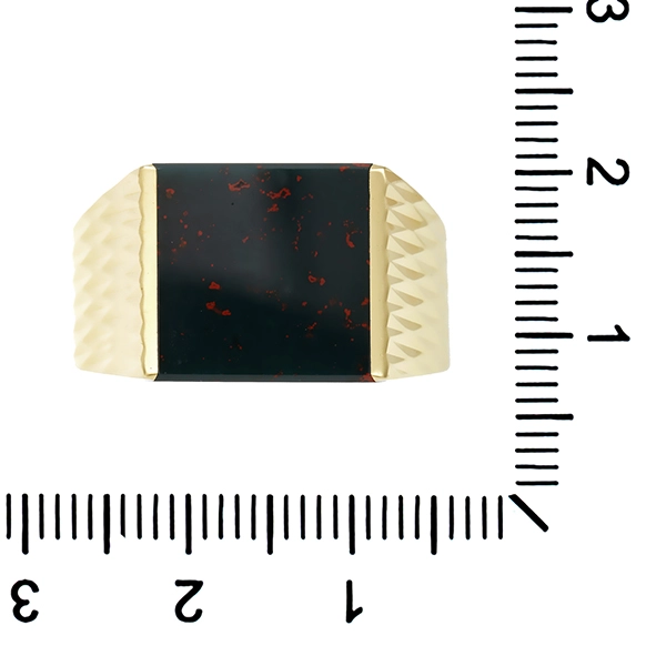 Herrenring, 14K, Gelbgold, Heliotrop