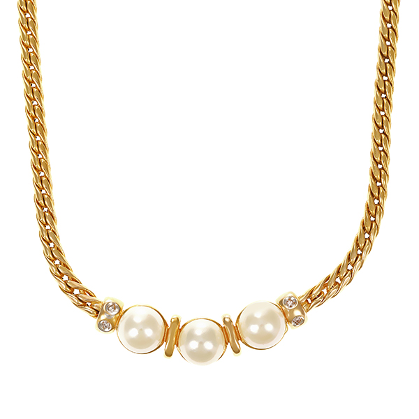 Collier, 14K, Gelbgold, Perlen