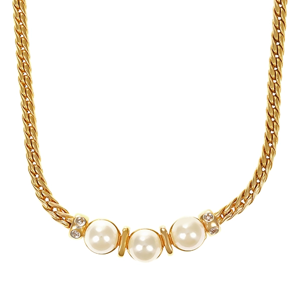Collier, 14K, Gelbgold, Perlen