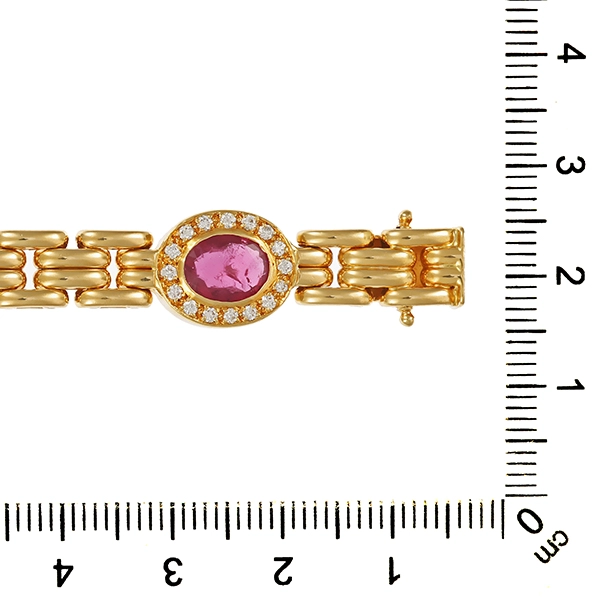 Armband, 18K, Gelbgold, Brillant, Rubin
