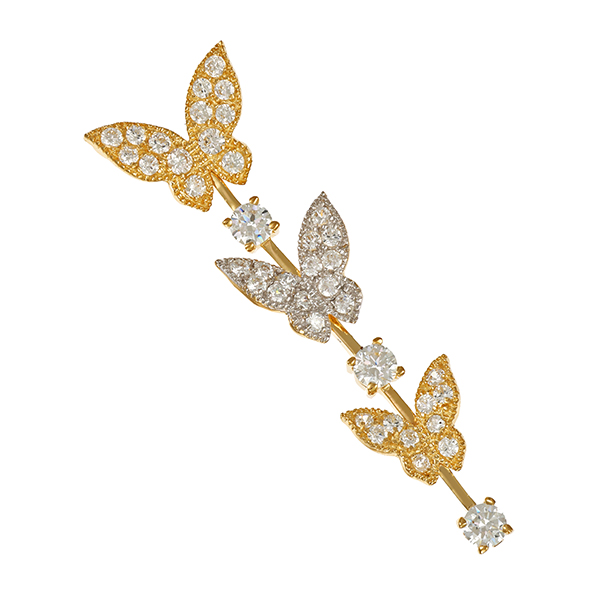 Anhänger, 14K, Gelb-/Weißgold, Schmetterling