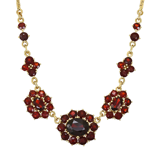 Collier, 8K, Gelbgold, Granat