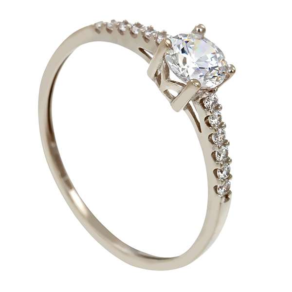 Ring, 14K, Weißgold, Zirkonia