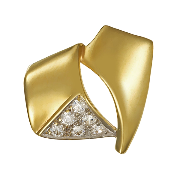Anhänger, 9K, Gelb-/Weißgold, Zirkonia