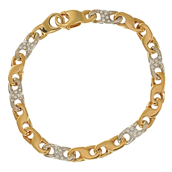 Armband, 14K, Gelb-/Weißgold, Brillanten