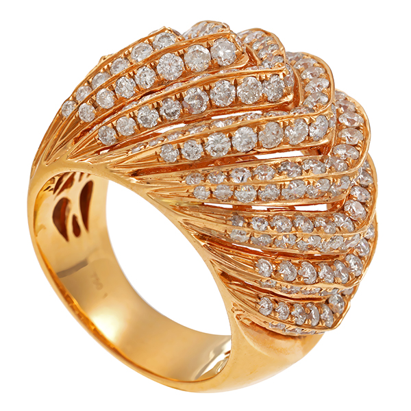 Diamantring, 18K, Rotgold, Brillanten 3,82 ct