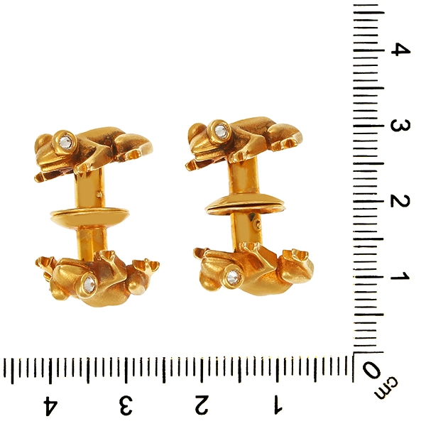 Manschettenknöpfe, 18K, Gelbgold, Diamant