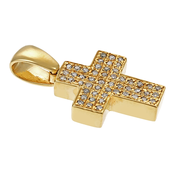 Anhänger, 8K, Gelbgold, Diamanten, Kreuz