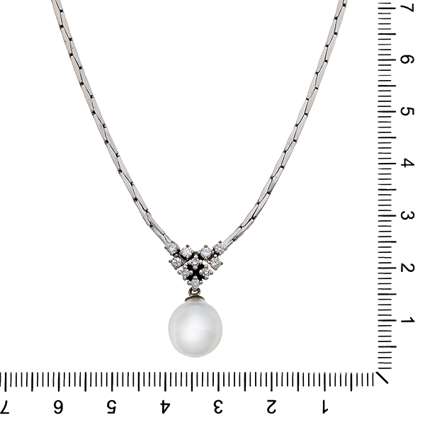 Collier, 14K, Weißgold, Brillanten