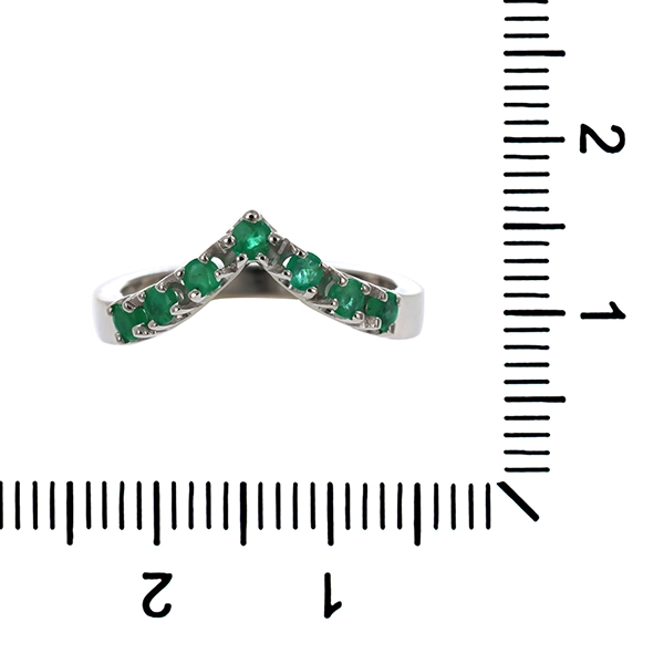 Ring, 14K, Weißgold, Smaragd