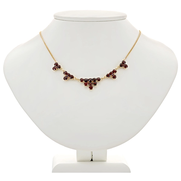 Collier, 8K, Gelbgold, Granat