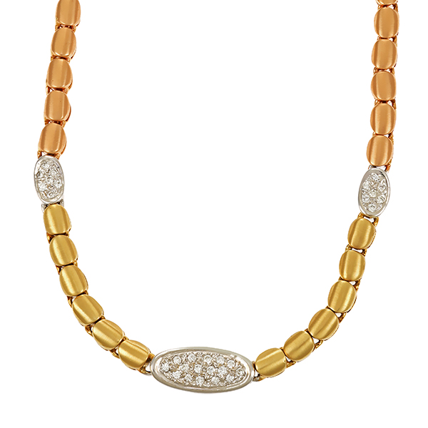 Collier, 14K, Gelb-/Weiß-/Rotgold, Brillanten