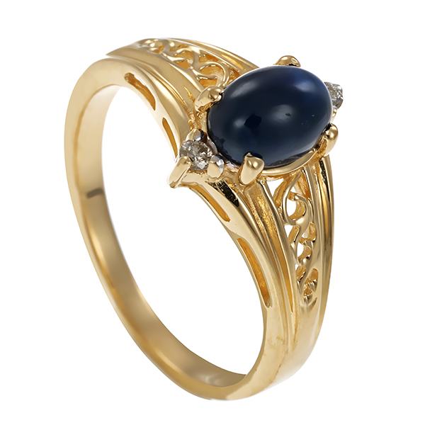 Ring, 14K, Rotgold, Saphir, Brillant