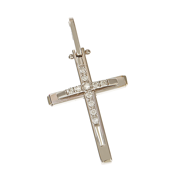 Anhänger, 18K, Weißgold, Brillanten, Kreuz