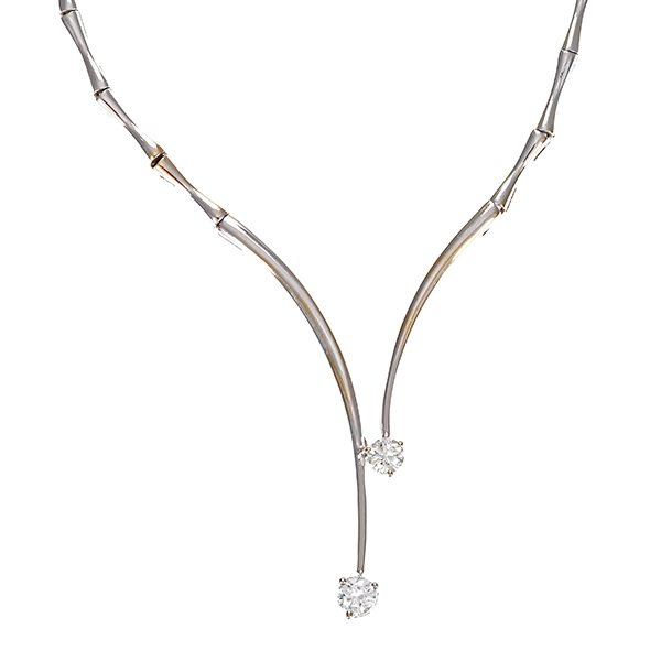 Collier, 18K, Weißgold, Brillanten