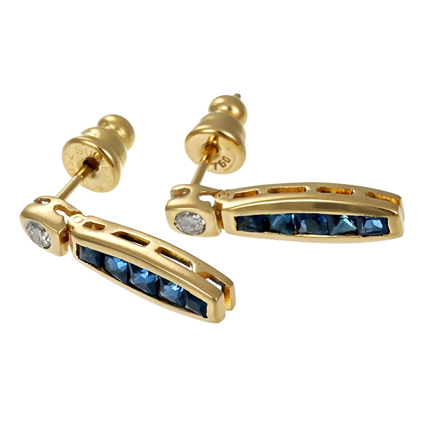 Steckhänger, 18K, Gelbgold, Brillanten, Saphire