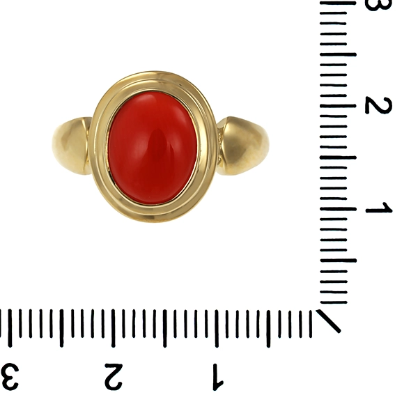 Ring, 14K, Gelbgold, Koralle