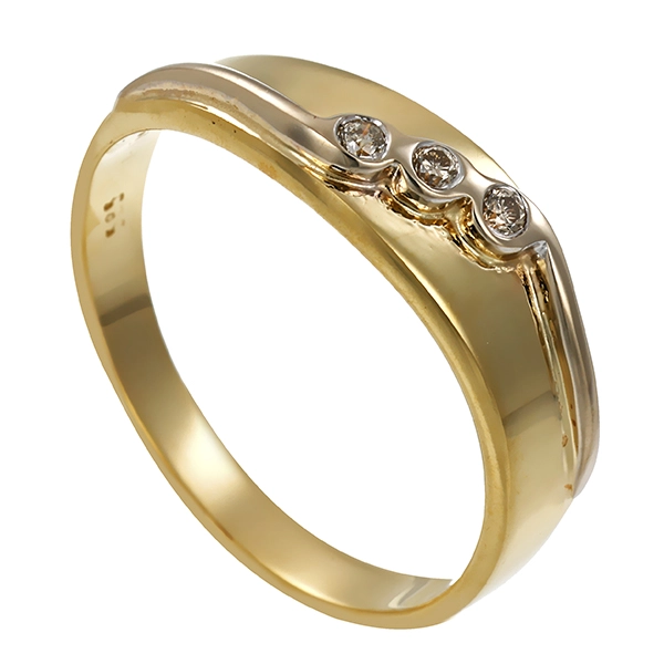 Ring, 14K, Gelb-/Weißgold, Brillanten