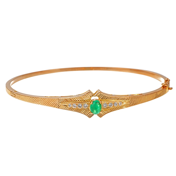 Armreif, 18K, Gelbgold, Smaragd, Brillanten