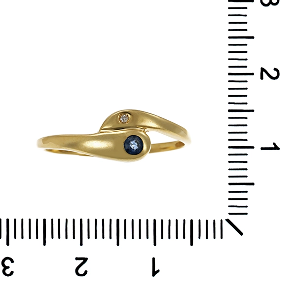 Ring, 14K, Gelbgold, Saphir, Diamant
