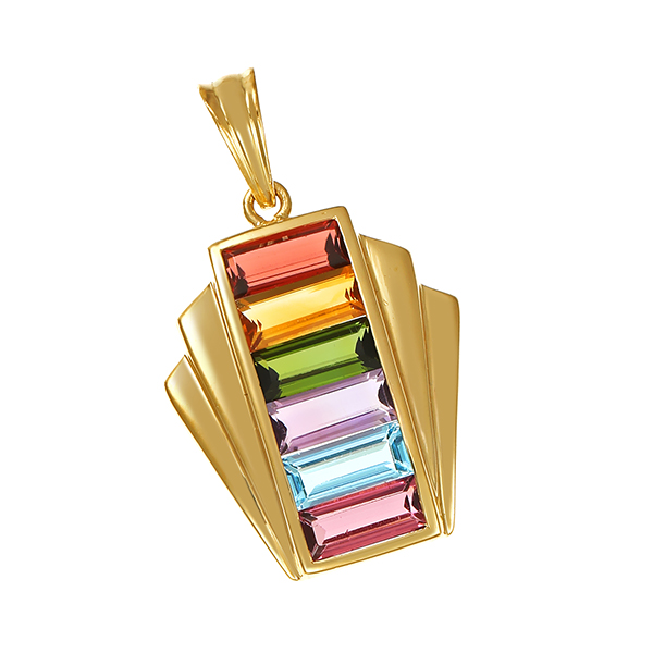 Anhänger, 18K, diverse Edelsteine