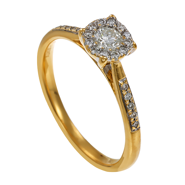 Diamantring, 14K, Gelbgold, Brillanten 0,30 ct
