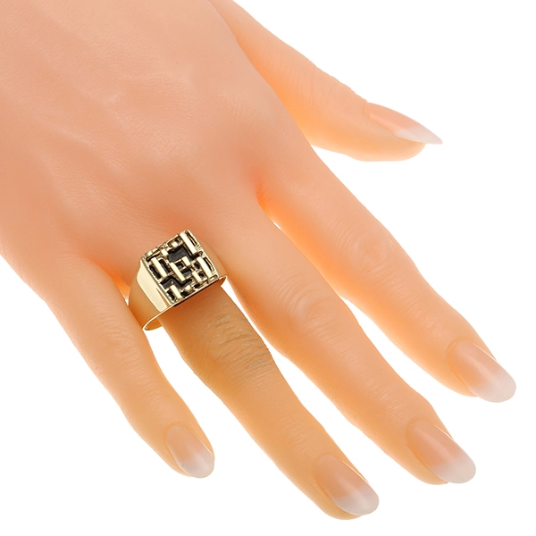 Herrenring, 8K, Gelbgold, Onyx