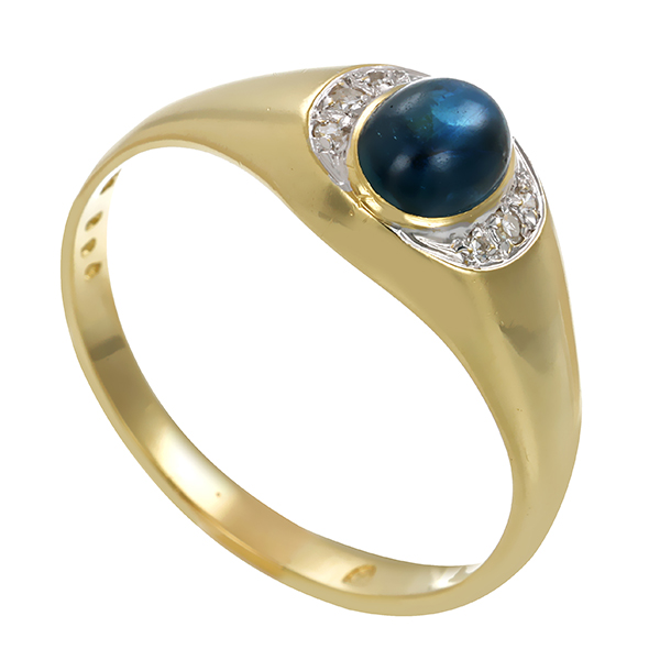 Ring, 14K, Gelb-/Weißgold, Saphir, Diamanten