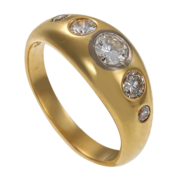 Ring, 14K, Gelbgold, Brillanten