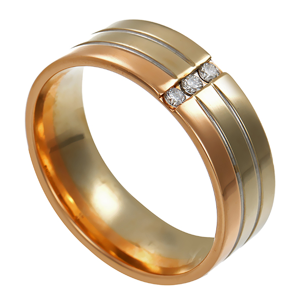Diamantring, 14K, Gelb-/Weißgold, Brillant