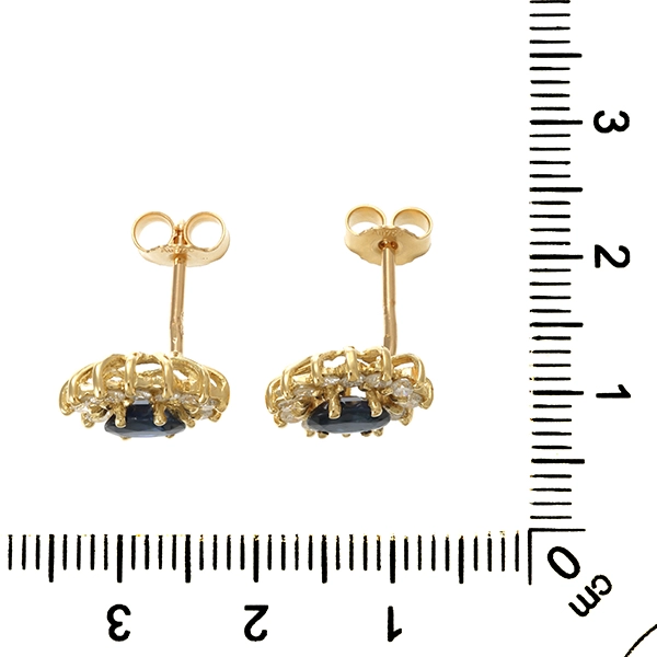 Ohrstecker, 18K, Gelb-/Weißgold, Brillanten, Saphire