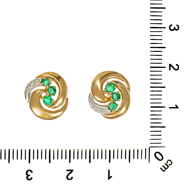 Ohrstecker, 8K, Gelb-/Weißgold, Smaragde, Diamanten