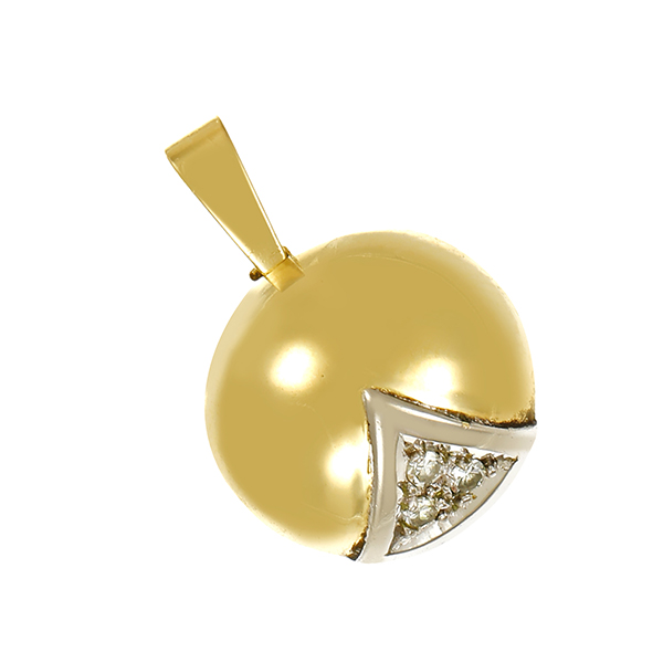 Anhänger, 14K, Gelb-/Weißgold, Diamanten