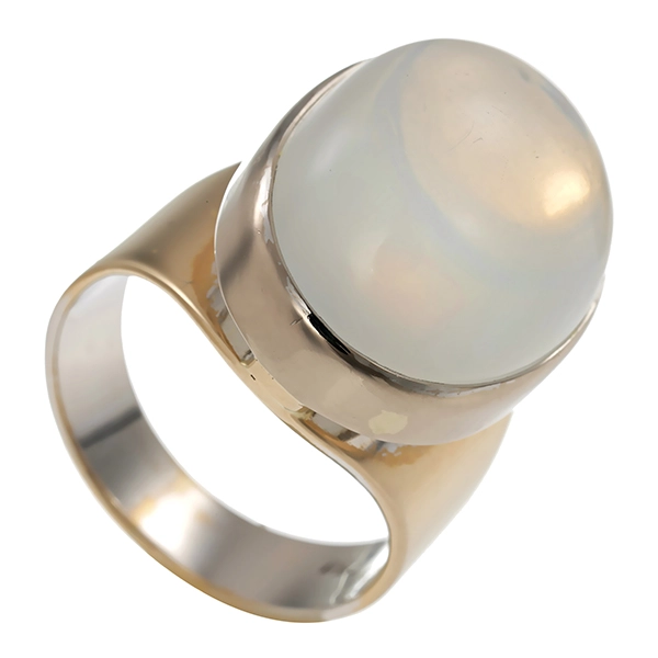 Ring, 18K, Weißgold, Mondstein