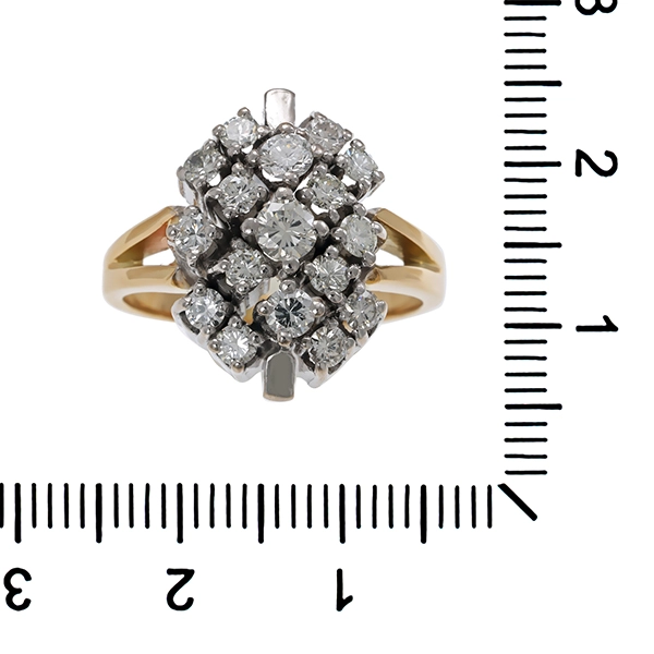 Diamantring, 14K, Gelb-/Weißgold, Brillanten 1,00 ct