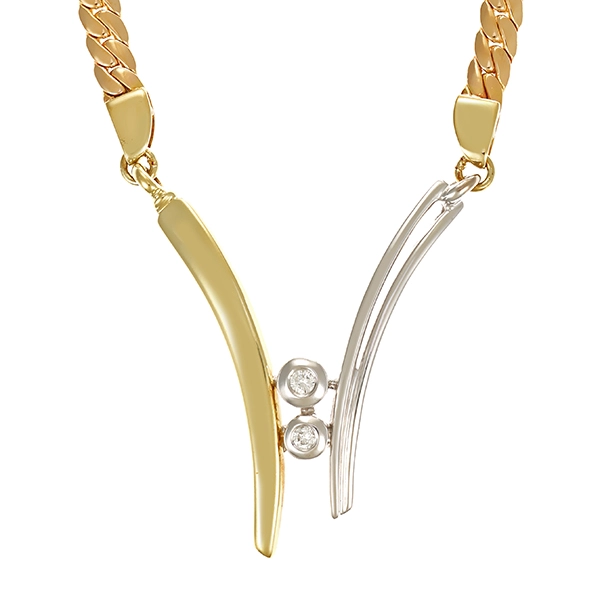 Collier, 14K, Gelb-/Weißgold, Brillanten