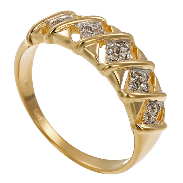 Diamantring, 14K, Gelb-/Weißgold, Brillanten